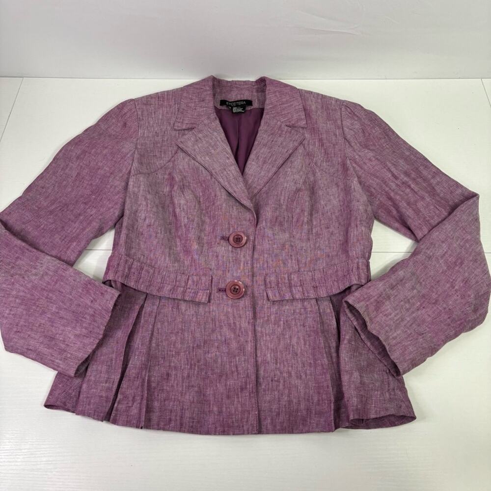 Etcetera Women's Purple 100% Linen Blazer Size 10 OO0793